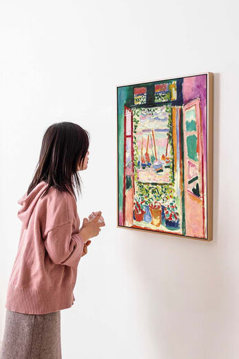 语森忆开着的窗户HenriMatisse马蒂斯装饰画艺术画野兽派电表箱画 粉色窗 80*12035mm厚金色外框