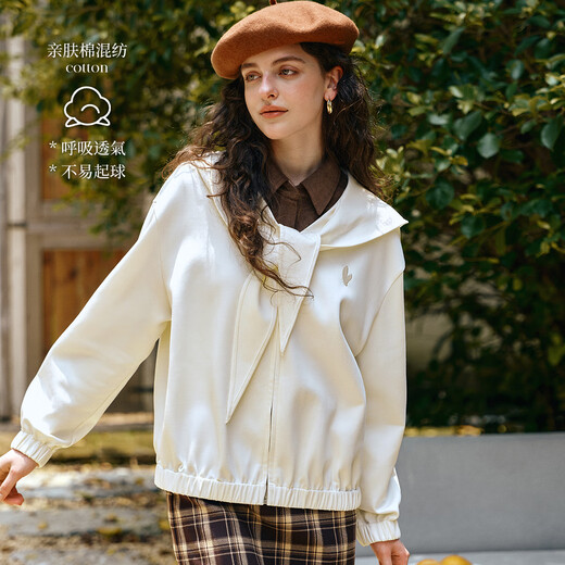Olrain Ouruier hooded sweatshirt cardigan jacket women's autumn 2025 new small temperament top flower gray S