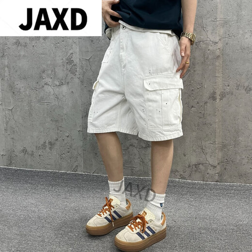 JAXD Yin Xiaoji Heavy washing loose tooling large pocket white bamboo joint denim 1049 White M (95-125Jin[Jin equals 0.5 kg])