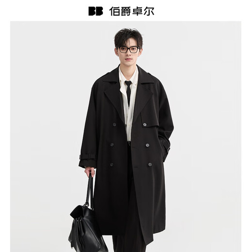 Piaget Zall Heating & Anti-wrinkle Classic Commuting British Windbreaker Jacket Men's Long Over-the-Knee Coat 2025 Autumn New Black II Generation Upgrade - Far Infrared Heating/Anti-Wrinkle L (175)