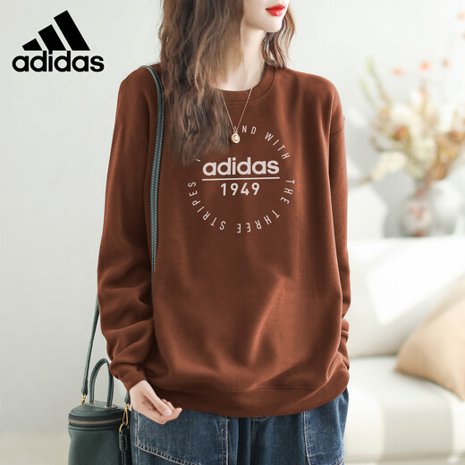 ADIDAS sweatshirt women's clothes sportswear women's round neck basketball spring and autumn logo fitness wear plus velvet long-sleeved running suit JX9410 [official authentic product, fake one and ten fines] M