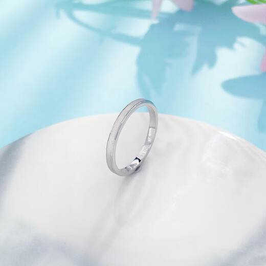 Laofu gold platinum fixed mouth cat eye plain ring, simple and versatile plain ring, about 2.5g, ring number 13