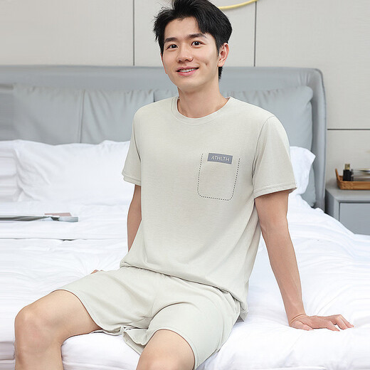 
TTPMER pajamas for men's summer cotton short-sleeved plus size thin loose Chinese youth casual home clothing suit can be worn outside 9928 [H series men's short-sleeved shorts suit] 175 L [recommended 100-130 Jin [Jin equals 0.5 kg]]