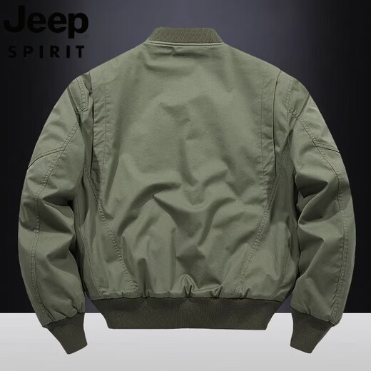 JEEP SPIRIT吉普2025年秋季棉衣男纯棉水洗夹棉加厚飞行员夹克休闲棒球领外套 9227军绿（夹棉厚款） XL 适合145至165斤