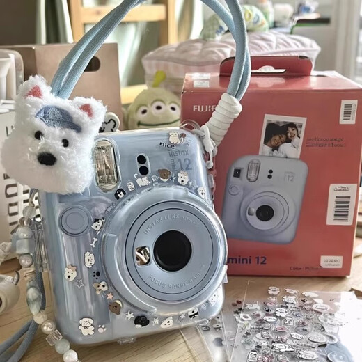OIMG富士拍立得mini12保护套相机保护壳水晶壳相机包可爱配件收纳套装 天蓝色