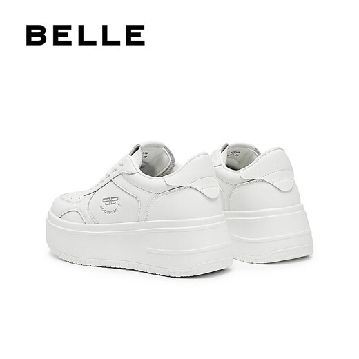 百丽（Belle）简约百搭小白鞋女2025秋新商场同款厚底增高休闲板鞋E7J1DCM5 米白色 37