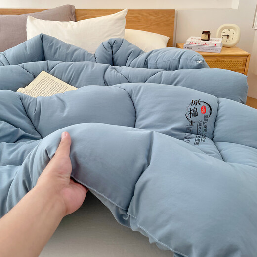Yu Zhaolin Class A soybean fiber quilt in autumn and winter single person 1.5 meters x 2 meters warm quilt in spring and autumn quilt core universal in all seasons. Raw cotton-Bentley blue 150*200cm-about 3 Jin[Jin equals 0.5 kg]