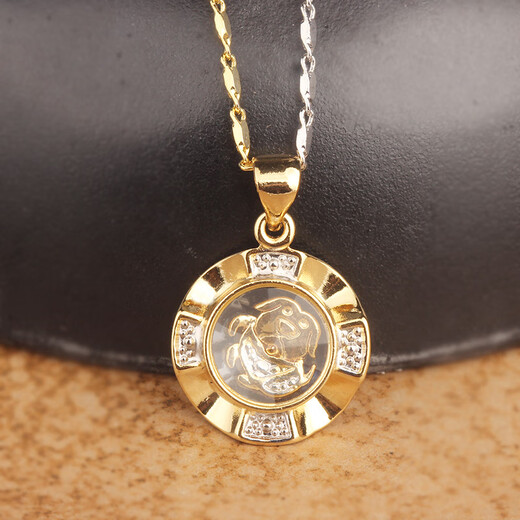 RSRDDY old phoenix fortune-telling pendant necklace gold white color gold twelve zodiac signs transfer women's model 18k gold sheep (pendant + monochrome necklace) same style as Lao Fengxiang