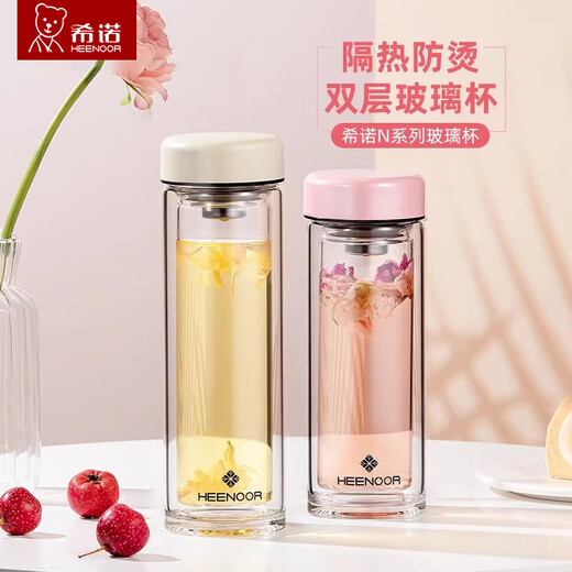 Sino Glass Tasse Doppelschicht Tee Tasse süße tragbare Tasse Frauen Hochwertige Wasserbecher xn6563 6630 xn6563 m White-205ml Perleclecent Cup Deckel-