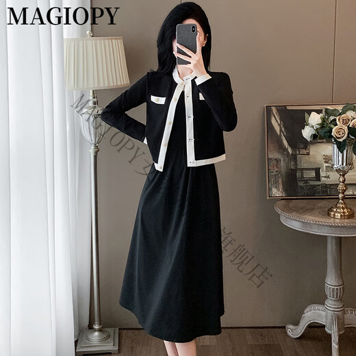 
MAGIOPY international luxury high-end brand temperament fashionable casual fashion suit for women in autumn small fragrance style black jacket top black two-piece set S (100 Jin [Jin equals 0.5 kg])