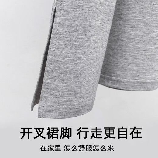Shercehman men's nightgown nightgown summer ice silk short-sleeved integrated long one-piece pajamas home clothes bathrobe morning gown robe