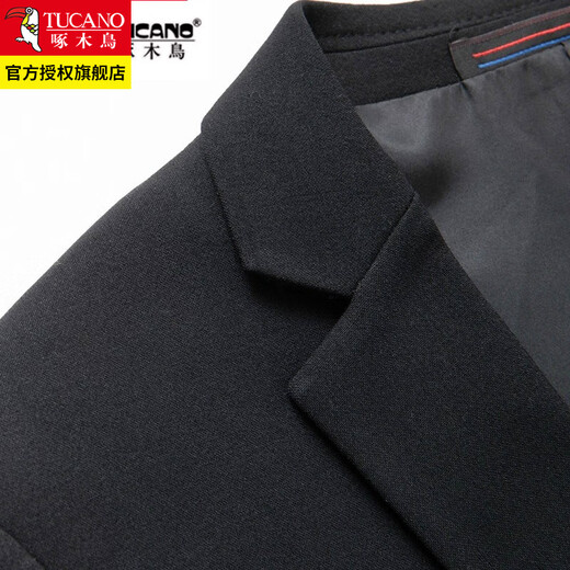 Woodpecker Business Suit Suit Men's Slim Youth Professional Wear Formal Work Suit Wedding Groom's Dress Jacket Two-button Black + Pants + Shirt + Free Leather Tie L - Pants size can be noted