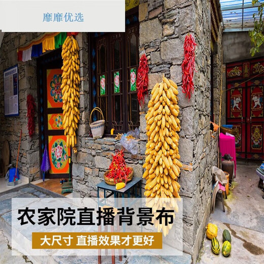 莱维蔻直播背景布3d立体 高清主播背景布抖音直播玉米房子窑洞农村风景 GX-9195加厚无纺布宽2.2*高1.8M