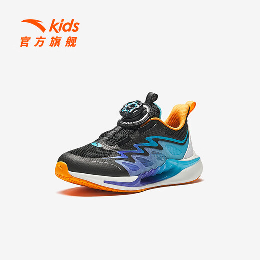 Anta-Kinder-Turnschuhe Jungen jagen Wind 7 Laufschuhe 2025 Sommer neuer Stil Girl Atmable Knopfschuhe [Männer] Schwarz/Weiß/Hushui Blue 9901-2 Chase Wind 7 31
