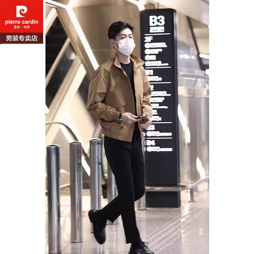 Pierre Cardin (Pierre Cardin) light and mature temperament outfit suit men's spring and autumn stand-up collar handsome multi-pocket work jacket men's Korean style high-end coat khaki jacket single piece XL