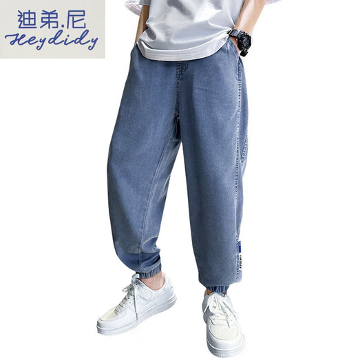 迪弟.尼  HEYDIDY男童夏季裤子薄款天丝牛仔裤2025夏季新款男孩冰丝防蚊裤轻薄透气 PY-2575牛仔防蚊裤-蓝色 100 cm建议身高90-100cm