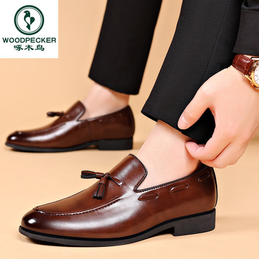 Woodpecker Matte Cost Chaussures en cuir masculin Flat Shine Flat Forme Formelle Point Toed Mariage Casual Wedd