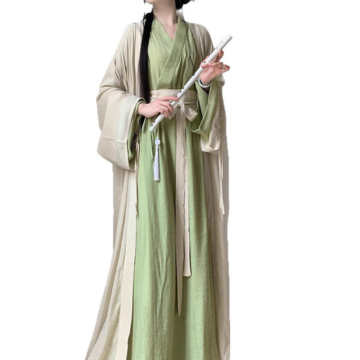Hanfu Chinese Style Straight Set Full Full of Women's Ancient Costume Costume Dance Ancient Style Dance améliorée Jupe Wei et Jin Style Big Sleeve Shirt Suit Blue Big Sheeve Shirt S