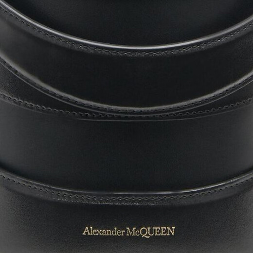 亚历山大麦昆（Alexander McQueen）Rise纯色抽绳开合小牛皮水桶包单肩斜挎手提包女款黑色 基础装(包+防尘袋)