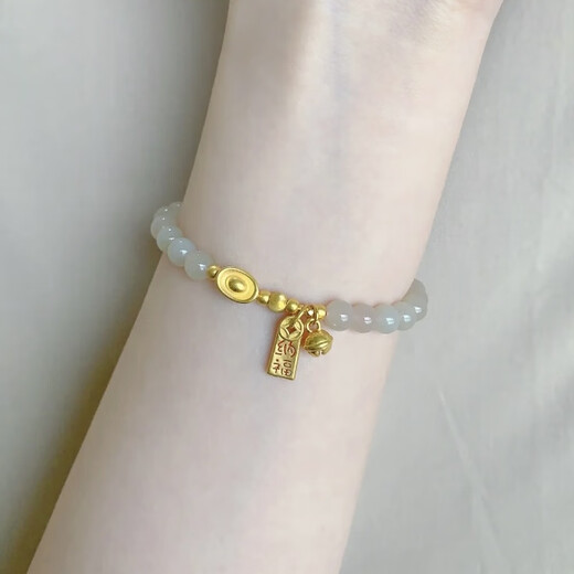 CAOX gold small gold beads ingot ancient method transfer bead bracelet women's pure gold 999 gold gift for girlfriend's Valentine's Day main picture bracelet