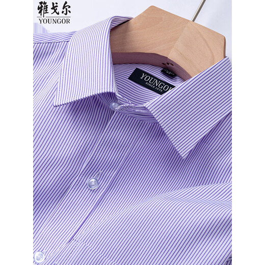 Генеральный директор Yageor Flagship Office Store 2025 Summer New Men's Short Sleadered Рубашка для бизнеса, без шкалера, полосы против морщин, дышащий DX6623 38 [100-120JIN [JIN равно 0,5 кг]]