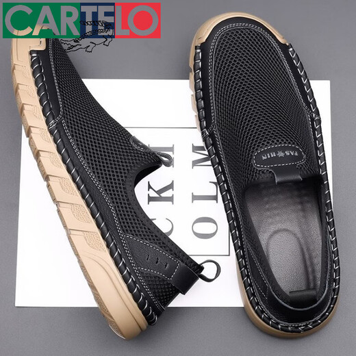 Cartelo sommer atmungsaktive Herren -Netzschuhe Sandalen neue Hohlschuhe Mesh Schuhe Unglücks lässige Outdoor Hollow Herrenschuhe 9196 Weiß Neues Produkt Promotion 42