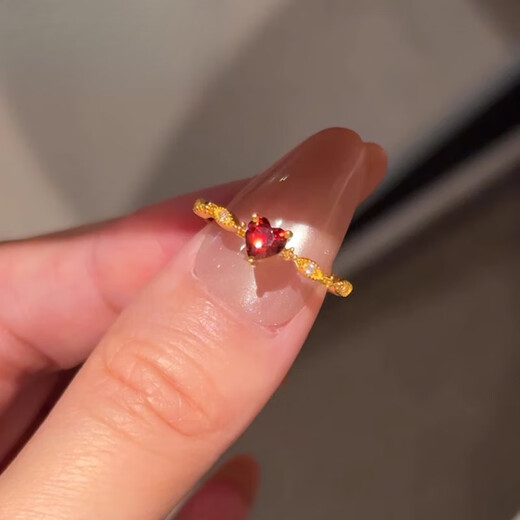 DL 1998 Fat Donglai same style garnet ring crimson dream gold inlaid gold French sentimental love ring No. 10 1.65g