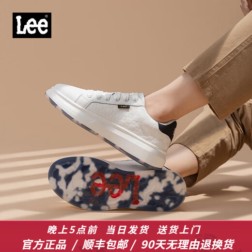 Lee男鞋休闲鞋设计感增高小白鞋男生时尚经典板鞋舒适百搭白色鞋子男 黑色 40 【偏大/请拍小一码】