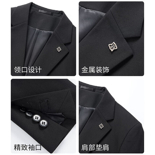 ROMON suit + vest + trousers suit suit men's business suit men's professional formal jacket black 4XL