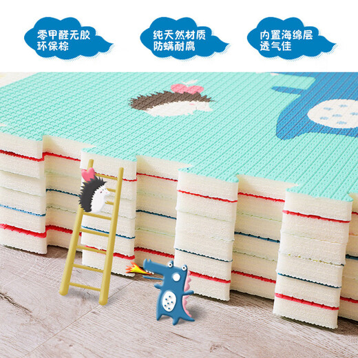 Various color matching baby crawling mats spliced anti-fall XPE safety mats bedroom moisture-proof living room sound insulation splicing mat animal party + five-pointed star 60*60*2cm 6 pieces