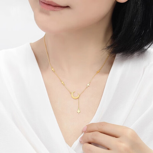 QUAMER old Phoenix store model yellow star and moon set chain versatile pendant European and American cold style new design star moon star and moon necklace