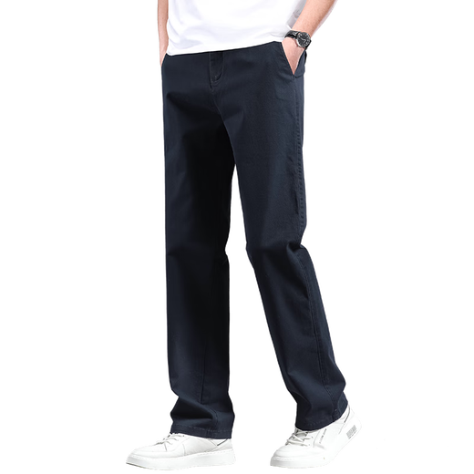 Romon casual pants for men 2025 new spring and autumn loose straight middle-aged men's pants autumn business cotton trousers pants 6621 blue 32 waist circumference two feet five