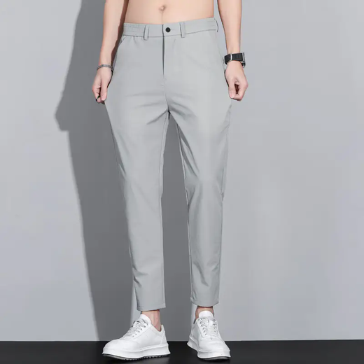 Romon Men's Slim, no escala, pantalones antideslizadores Pantalones casuales de verano 2025 Pantalones nuevos Pantalones de nueve puntos para hombres Seda de hielo 9905 Negro Nine Point 28 28
