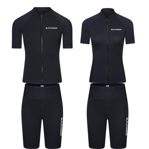 Shantou Lincun men's and women's diving suits couples split diving suits warm snorkeling surfing suits short-sleeved shorts diving tops swimsuit gray - shorts S