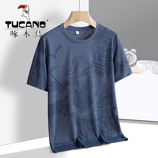 T-shirt à manches courtes à manches courtes pour hommes en été cool Nouvelle glace en soie à manches à manches à manche à manches pour hommes lâches, absorbant en sueur et top respirant BJZ826 Gray XL environ 125-140jin [Jin est égal à 0,5 kg]