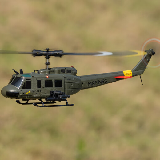 
RHSKY remote control helicopter UH-1 Huey is like a real model aircraft intelligent height-fixed children's toys with fall resistance C032 optical flow positioning Vietnam classic green - one-click back flight - intelligent hover standard single battery