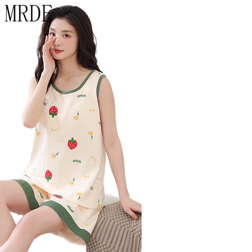 
MR.DE Sweet Dream Pajamas Preferred Vest Letter Bear 2025 Summer Women's Chest Upgrade Ins Can We Wear Pajamas F9855 M 75-95Jin[Jin equals 0.5 kg]