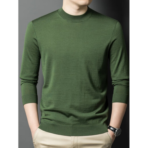 NOSSKISS pure wool sweater men's autumn half turtleneck casual inner solid color sweater for middle-aged and young people bottoming shirt upper cyan spot speed 3XL 190 suitable for 180-200Jin Jin equals 0.5 kg