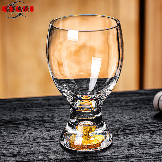 High-quality craft waisted beer mug crystal glass wheat beer mug shop v light luxury gold foil 6-piece gold foil beer mug 370 ml