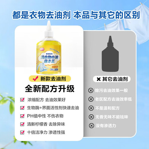 ZYVI Japan's magic tool for removing oil stains from clothes, oil remover, stubborn oil stains, chili oil, hot pot oil stains, 250ml, 1 bottle, trial pack