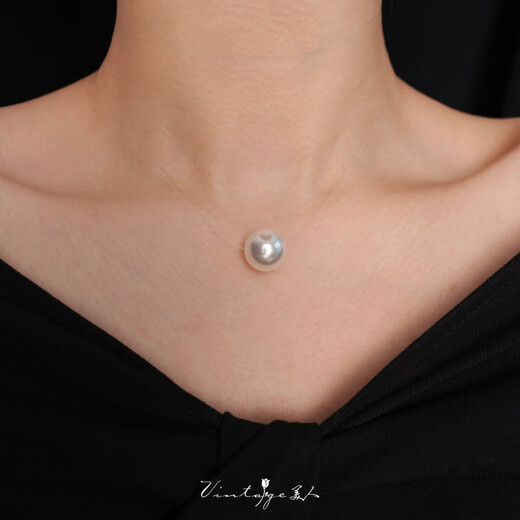 Fat Donglai's same style Australian white pearl single French classic versatile niche fishing line necklace / 12mm fishing line necklace