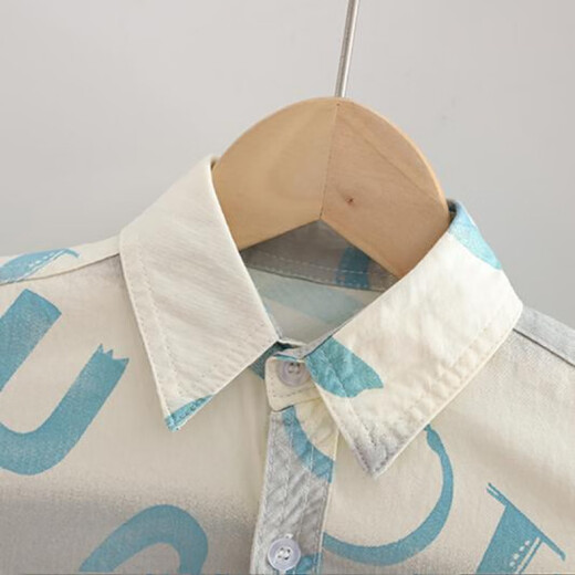 Balabala boys' shirt pure cotton children's shirt long sleeve 2025 spring and summer new style 234567 year old baby boy coat top trendy blue_letter_only sell shirt 90 cm