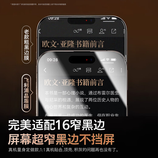 Philips is suitable for Apple 16promax tempered film iphone16promax mobile phone film high-definition coverage explosion-proof anti-fingerprint full screen dust-free compartment seconds earpiece dust-proof protective film