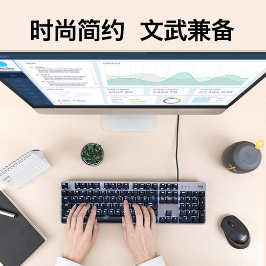 罗技（Logitech）K845机械键盘背光有线键盘机械 办公键盘 游戏电竞电脑键盘DIY键帽可替换 青红茶轴键盘全尺寸 熊猫滚滚联名款-青轴