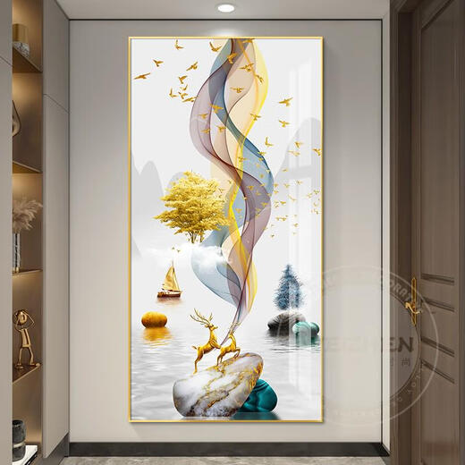 Sanqihu Fulu betritt die Tür und dekorative Gemälde des modernen Korridors und des Gangbilders und Wandgemälde des Atmosphärischen LY-6081-Caiyuan Guangjin 50*35 mm dicker Aluminiumlegierrahmen + Textur
