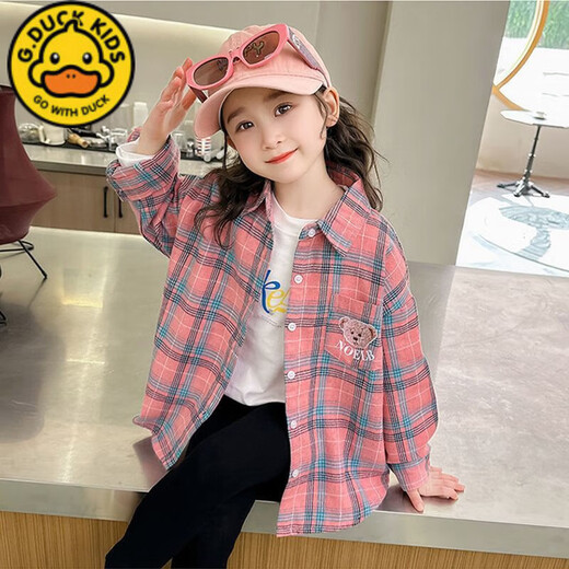 G.DuckKids Internet Célébrité Shirt Fresh Plaid pour les femmes au printemps, moyens et grands enfants de style coréen de style coréen de style princesse mince Top 869 Plaid noir et blanc est sur le point d'être pris 170 [suggérer le poids 85-100 Jin [Jin équivaut à 0,5 kg]]]