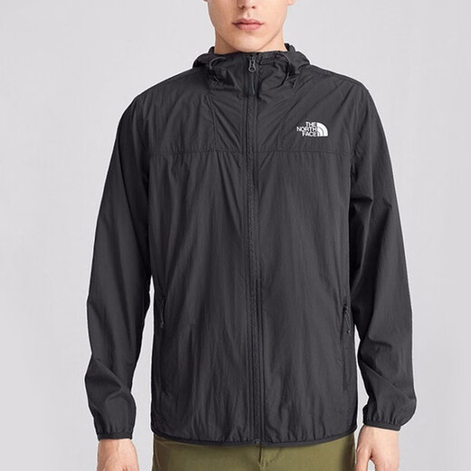 THE NORTH FACE M Upf Wind Jacket Outdoor Sports Thin Hooded Breathable Windproof Dark Gray S