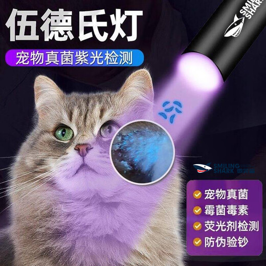 Smiling Shark Purple Light Flashlight Identification Special Identification Jade Banknote Inspection Tobacco and Liquor Test UV Flashlight 365nm 1 second Current] Extended Battery [9R9856L Super Bright