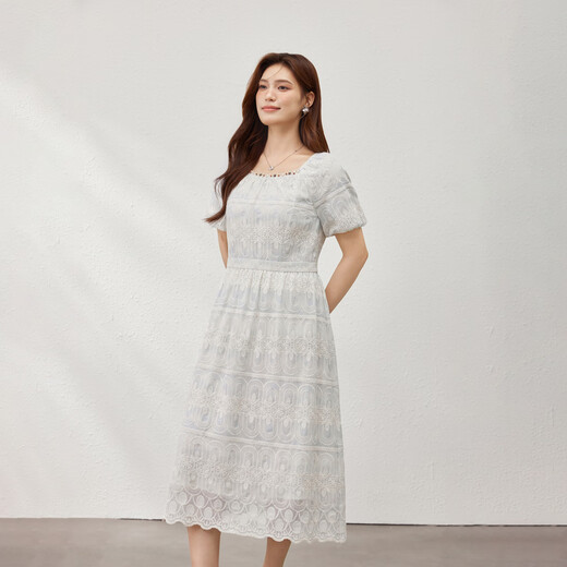 Faserhow [Retro Court Style Französisch Elegantes Temperamentkleid] Großgröße Damen Fett MM2025 Sommer neuer Stil 2575 Hellblau XL