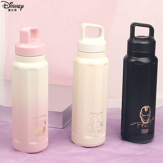 Disney Children's Strawberry Bear Thermos 316 Stainless Steel Direct Drink One-click Open Lid Primary School Student Portable Hand Carrying 15042T Strawberry Bear Press Direct Drink Thermos 570 570ML